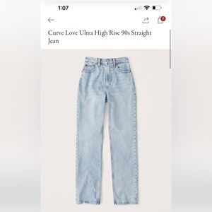 Abercrombie Curve Love Ultra High Rise 90’s Straight Jean Light Wash